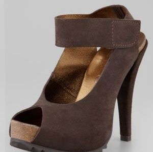 Pedro Garcia Clarette Suede Peep-Toe Platform Sand
